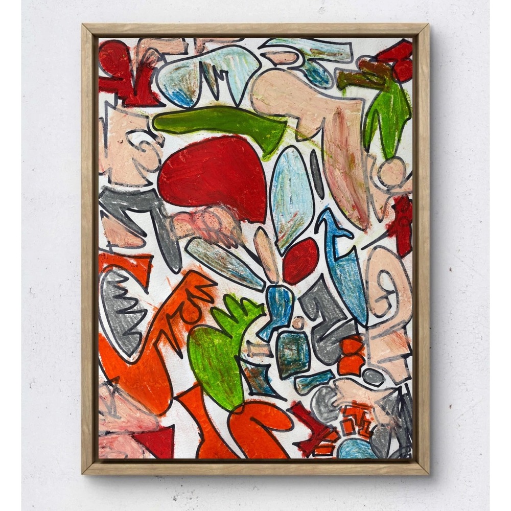 Original Abstract Mixed Media Painting 12x9 Colorful Modern Expressionist Art